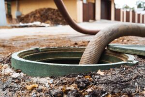 A septic tank being pumped for routine maintenance